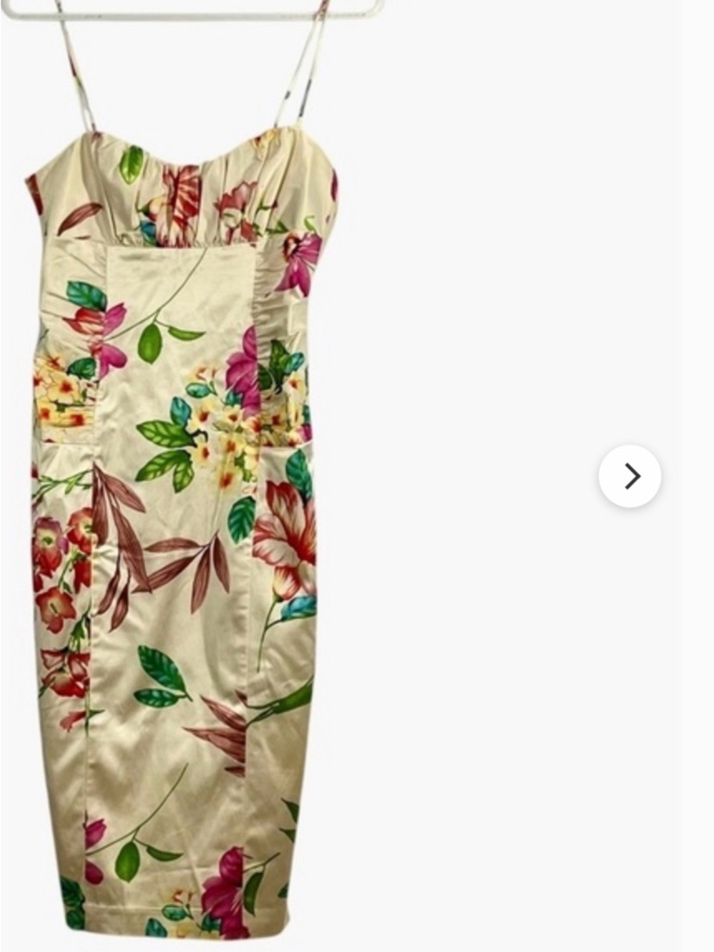 David Meister Cream Floral Spaghetti-Strap Midi Dress